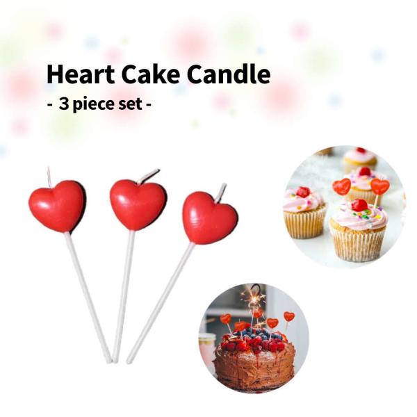 【3本SET】とびきりの愛情が伝わるハートキャンドル。ホールケーキにもカップケーキにも 韓国 誕生日...