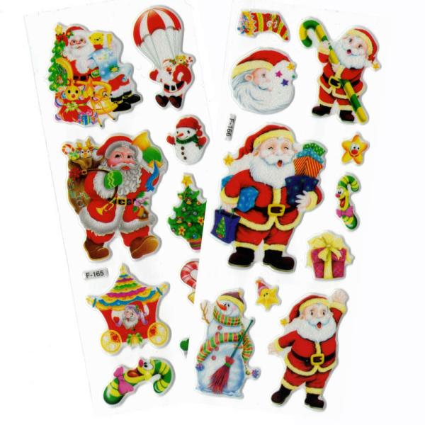 絵本からサンタクロースが飛び出した！　ぷっくりしたクリスマス立体シールセット。 スノーマン 癒し ほ...