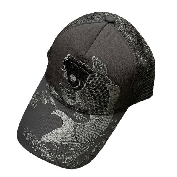 [大西賢製販] CAP モノトーン刺繍メッシュ モノトーン鯉/黒