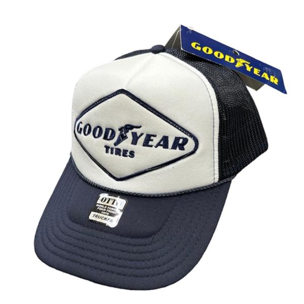 アメカジメッシュキャップ★MESH CAP★GOOD YEAR WHITE×NAVY / グッドイヤ...