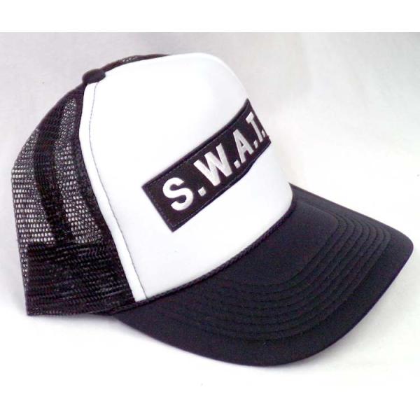 暑い夏は涼しい帽子　アメカジメッシュキャップ★MESH CAP★SWAT★WHITE×BLACK /...