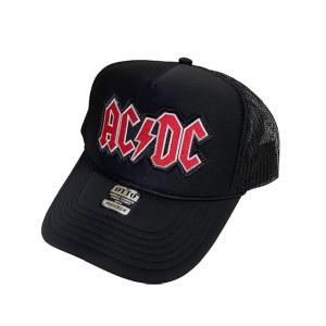 アメカジメッシュキャップ　帽子★MESH CAP★AC/DC LOGO★ALL BLACK　エーシー...