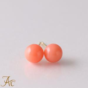 ピンク珊瑚 ぴんくさんご サンゴ ピアス 小玉 ナチュラルコーラル K18