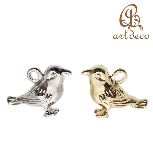 チャーム すずめ 雀 鳥 キーホルダー ペンダントトップ 2個 11mm×15mm アクセサリーパー...