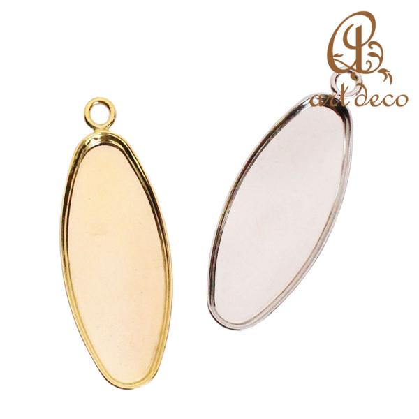 チャーム ペンダントトップ 楕円 2個 24.5mm×9.5mm アクセサリー パーツ ハンドメイド...