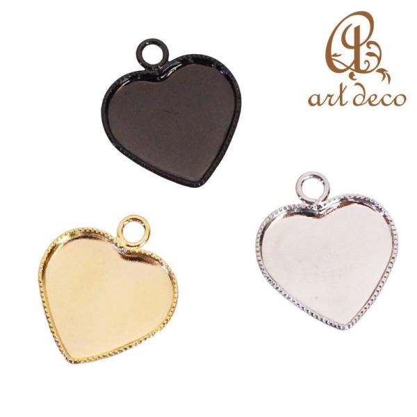 チャーム ペンダントトップ ハート型 丸 2個 12mm×13mm アクセサリー パーツ ハンドメイ...