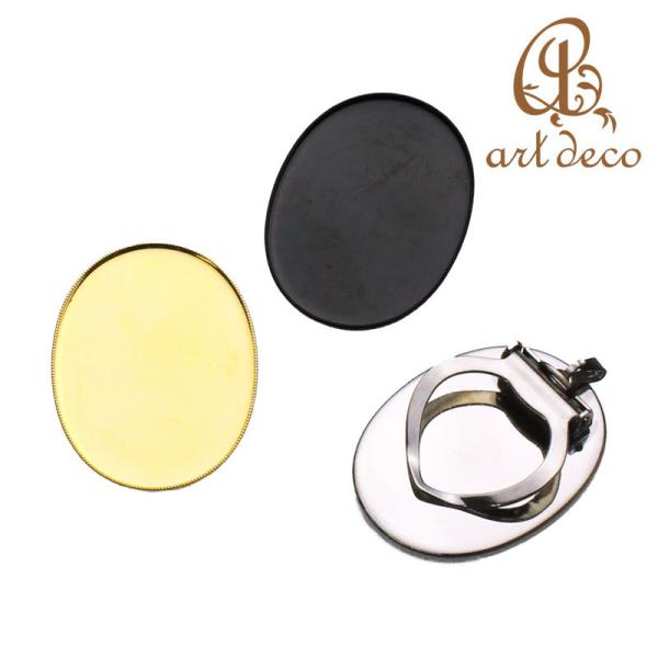 スカーフ留め クリップ 楕円 1個 40mm×30mm アクセサリー パーツ ハンドメイド 材料 金...