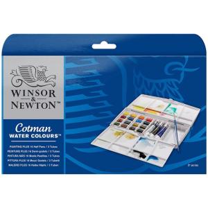 W&N コットマン 水彩絵具 ハーフパン24色 ペインティング PLUSセット