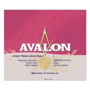 アヴァロン水彩紙 AVB-F10 中紙300g ブロック 中目 12枚入[スケッチブック]