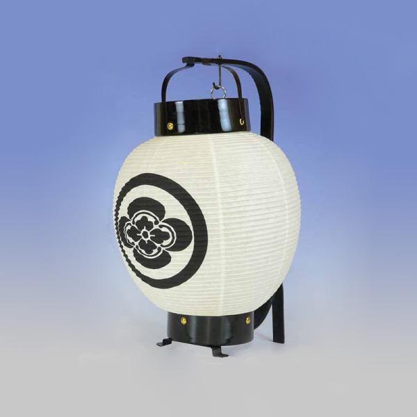 ワンランク上の極上仕上げの黒枠  弓張提灯　お迎え提灯　正面に家紋　盆提灯　正面家紋型　※撥水加工済...