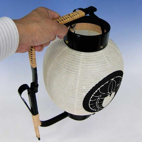 弓張提灯　（お迎え提灯）家名と家紋入り　お盆提灯　ボール箱入り　※撥水加工済み　坂田家型・手持ち藤巻...