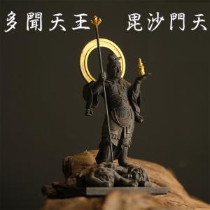 金泥】毘沙門天 多聞天 七福神 毘沙門 四天王 天部 木造 仏像 木彫り
