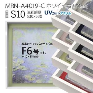 油彩額縁　MRN-A4019-C　ホワイト（高さ50mm）　S10 号(530×530)　13mmネジ付 （UVカットアクリル仕様・アルミ製・油絵用額縁・キャンバス用フレーム）｜art-maruni