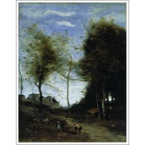 複製画 送料無料 絵画 油彩画 油絵 模写カミーユ・コロー「パレットを