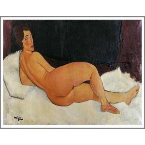 複製画 送料無料 絵画 油彩画 油絵 模写アメデオ・モディリアーニ「肩越しに見る裸婦」F12(60.6×50.0cm)プレゼント 贈り物 名画 オーダーメイド 額付き 直筆｜art-meigakan0717