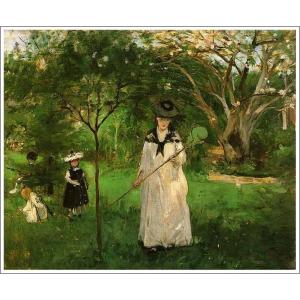 送料無料】絵画：ベルト・モリゾ「ブージヴァルの庭のウジェーヌ・マネ