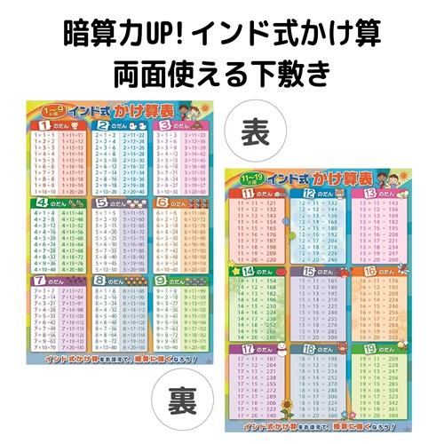 かけ算 表 インド式 算数 数字 下敷き A4サイズ 裏表で1枚 おもちゃ 知育 学習玩具 記号 小...