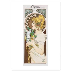 四芸術・詩/アルフォンス・ミュシャ　真作　リトグラフ アルフォンス・ミュシャ画 「四つの花」4枚セット リトグラフ 世界限定