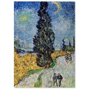 糸杉と星の見える道 ゴッホ Vincent Van Gogh 手描き油絵複製画 模写