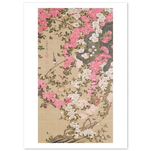 伊藤若冲 作品 ポスター A3サイズ 薔薇小禽図 複製画 グッズ 絵画 おしゃれ インテリア アート...