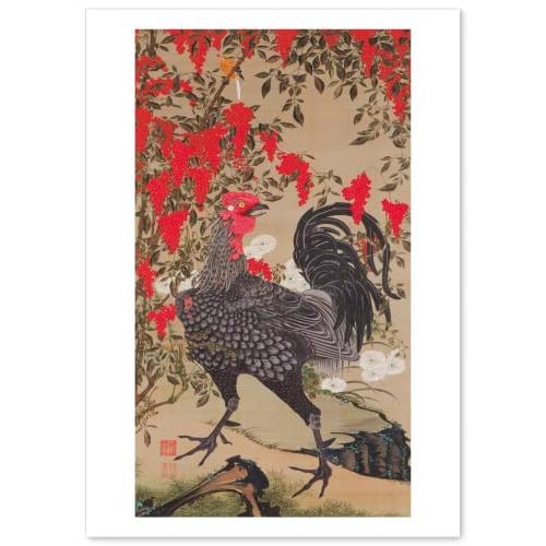 伊藤若冲 作品 ポスター A3サイズ 南天雄鶏図 複製画 グッズ 絵画 おしゃれ インテリア アート...