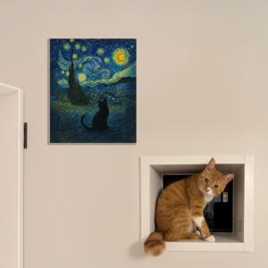 星降る丘で黒猫ひとり F3(アートファンボード)の詳細画像1