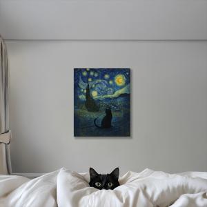 星降る丘で黒猫ひとり F3(アートファンボード)の詳細画像2