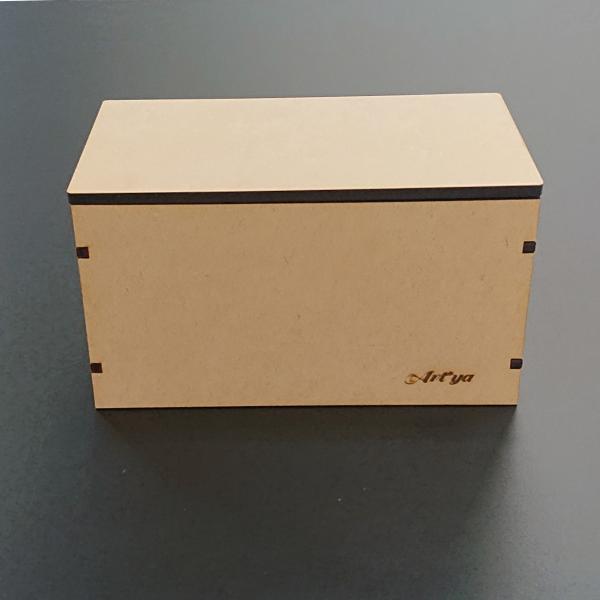 木製マスク収納ケース ボックス 箱 MDF 雑貨 リビング シンプル デザイン ロゴ 彫刻 中が見え...