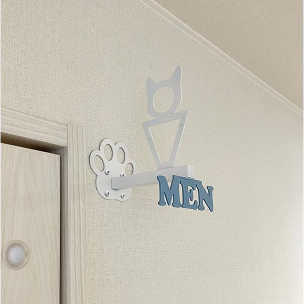 トイレ突き出しサイン　猫 トイレ 突き出し ピクト 看板 スチール 文字入り 男性用