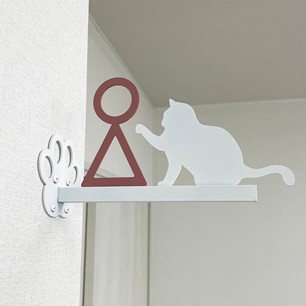 トイレ突き出しサイン　猫 トイレ 突き出し ピクト 看板 スチール 選べるデザイン 女性用