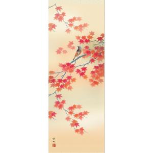 掛け軸 掛軸 秋 紅葉に小鳥 田村竹世・四季花...の詳細画像1