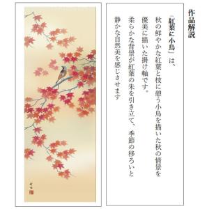 掛け軸 掛軸 秋 紅葉に小鳥 田村竹世・四季花...の詳細画像2