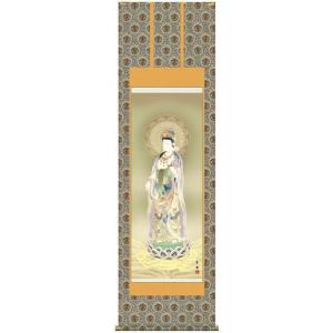真作/國井道成/雲上観音図/漆共箱付/布袋屋掛軸HC-704 真作/國井道成/雲上観音図/漆共箱付/布袋屋掛軸HC-704