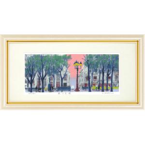 杭瀬 昌 「 晩秋の斑鳩 」ジークレー 版画 色紙 版画 絵画 秋の色紙