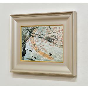 穐月 明 「 籠の椿 」 水墨画 F4 ( 4号 ) 絵画 日本画 手書き 肉筆