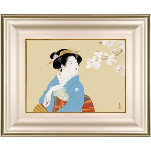 夾竹桃 絵画 花 墨彩画 水墨画 和風 飯田守和 額付き : アート