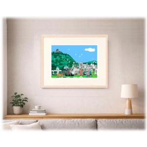 絵画 吉岡浩太郎 緑の城下町 版画 松山 インテリアの詳細画像2