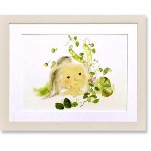 絵画　いわさき ちひろ・五つぶのえんどう豆　インテリアアート　絵