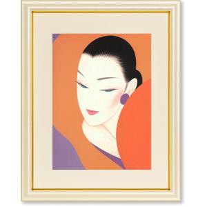清水玄澄 『顔を拭う女』 新絹本・複製画色紙絵 絵画 日本画