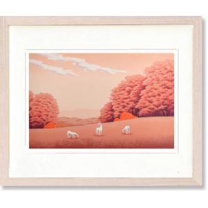 絵画　国武久巳・草原の馬たち　アート　インテリア　風景画