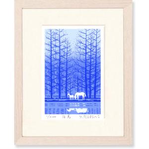 絵画　吉岡浩太郎 白馬 版画 インテリア