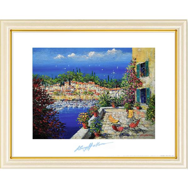 絵画 風景画　ケリーハラム・コートダジュールの漁村　インテリア