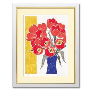 鳥 絵画 目白 柿 和風 ジークレー 版画 田村仁美 「ひととき」 額付き