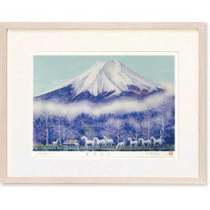 赤富士 絵画 富士山 風景画 版画 シルクスクリーン 吉岡浩太郎 「赤