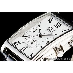腕時計 セイコー製ムーブメント JMW TOKYO 上級 クロノグラフ ホワイト&amp;ブラック  角型 ...