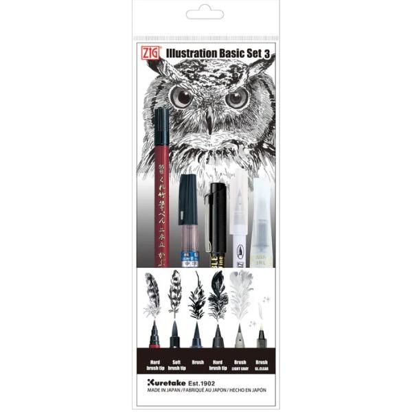 呉竹　ZIG ILLUSTRATION BASIC SET３　筆ぺん 5本セット IKTB-22/5...