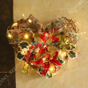 クリスマスリース 飾り LED 電池式 玄関リース ドア 窓 オーナメント インテリアの飾り クリスマス 花輪 華やか 可愛い デコレーション おしゃれ イベント