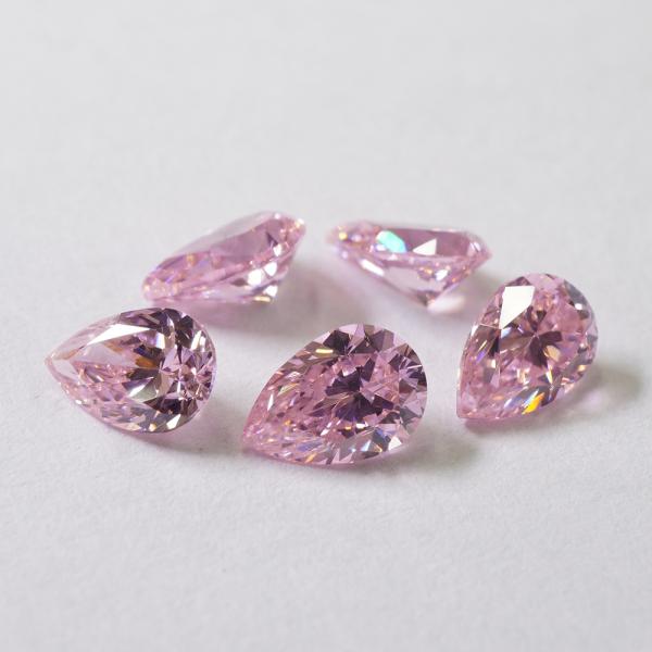 合成石 ピンク ペアシェイプダイヤモンドカット 4×6（5ヶ）