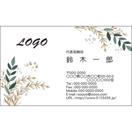 カラーデザイン名刺　ショップカード　印刷　作成【100枚】ロゴ入れ可　自然　植物　naturel00...
