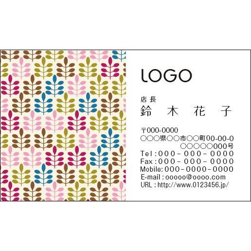 カラーデザイン名刺　ショップカード　印刷　作成　100枚　ロゴ入れ可　カラフル　レトロ　retro0...